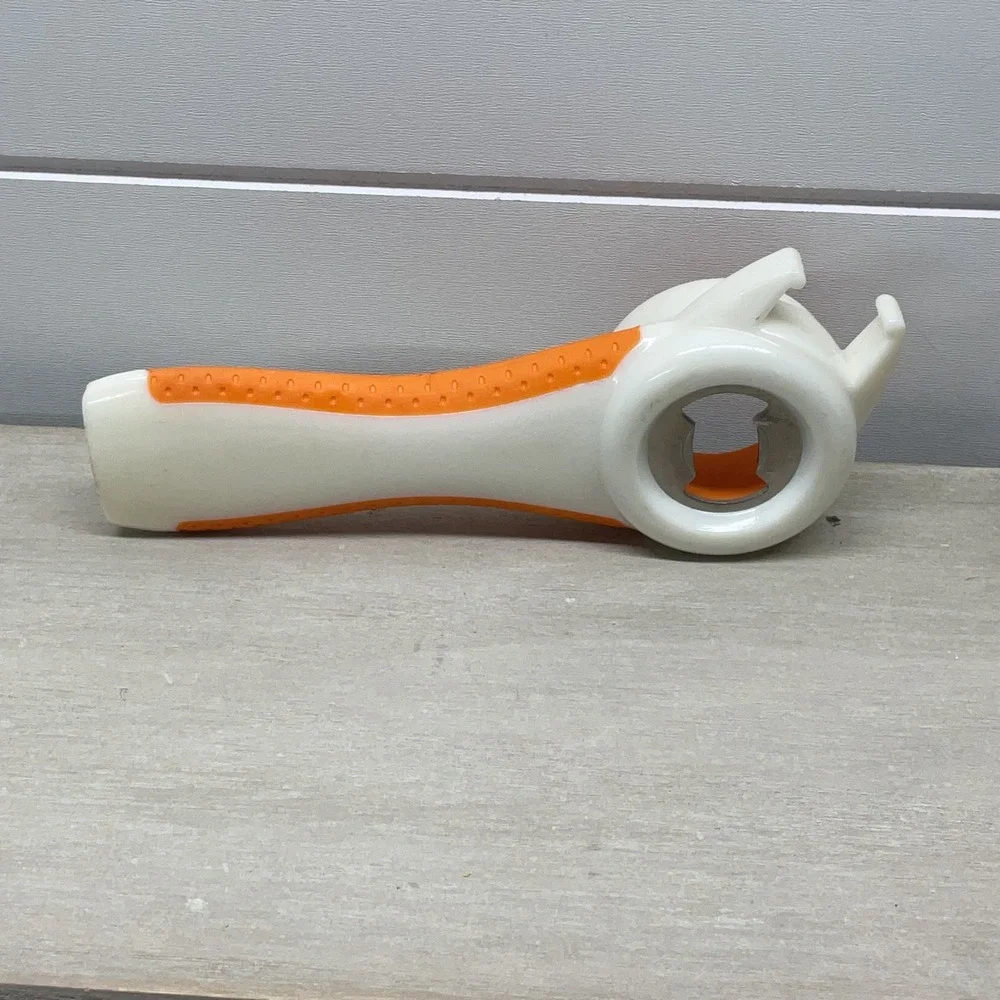 5-in-1 Multi-Purpose Kitchen Opener Tool White Orange Ergonomic Grip Gadget